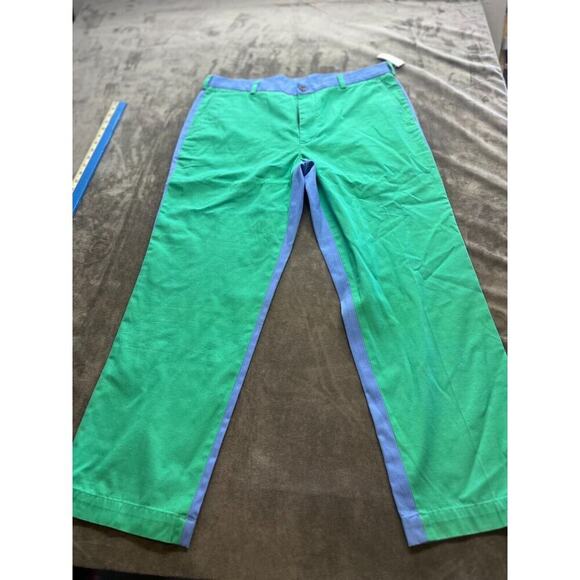 Brooks Brothers 346 Chino Pants Men's Size 38x30 Green Blue Color Block Golf Vtg - Picture 1 of 8